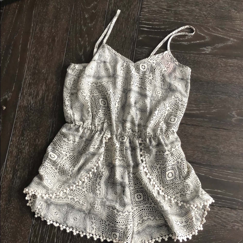 NWT black and cream spaghetti strap romper